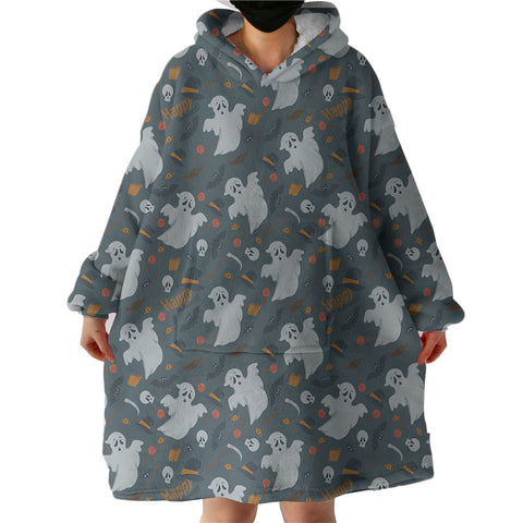 Image of Cute Ghost Halloween Theme SWLF5150 Hoodie Wearable Blanket