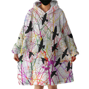 Colorful Bird Net SWLF5153 Hoodie Wearable Blanket