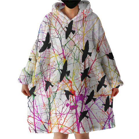 Image of Colorful Bird Net SWLF5153 Hoodie Wearable Blanket