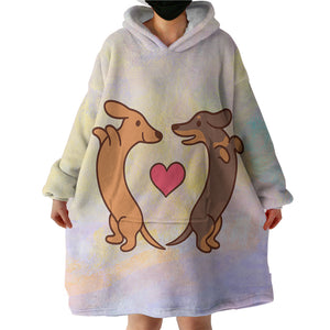Cute Couple Dachshund Pastel Theme SWLF5154 Hoodie Wearable Blanket
