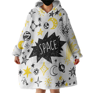 Cute Space Children Line Sketch SWLF5155 Hoodie Wearable Blanket