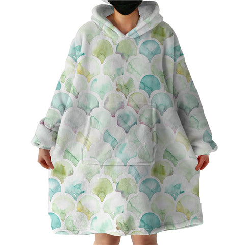 Image of Green Blue Pastel Japanese Seamless Art SWLF5157 Hoodie Wearable Blanket