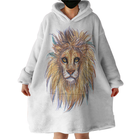 Image of Lion Waxen Color Draw SWLF5158 Hoodie Wearable Blanket