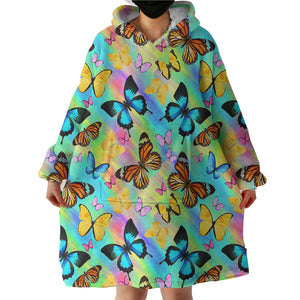 Multi Colorful Butterflies Gradient Pastel Theme SWLF5166 Hoodie Wearable Blanket