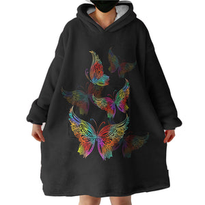 RGB Colorful Butterflies Transparent SWLF5169 Hoodie Wearable Blanket