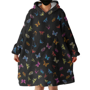 Multi Colorful Butterflies Back Theme  SWLF5170 Hoodie Wearable Blanket