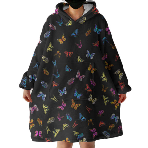 Image of Multi Colorful Butterflies Back Theme  SWLF5170 Hoodie Wearable Blanket