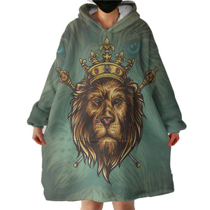 Golden King Crown Lion Green Theme SWLF5172 Hoodie Wearable Blanket
