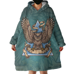Old School Flying Owl Triangle Green Theme  SWLF5173 Hoodie Wearable Blanket