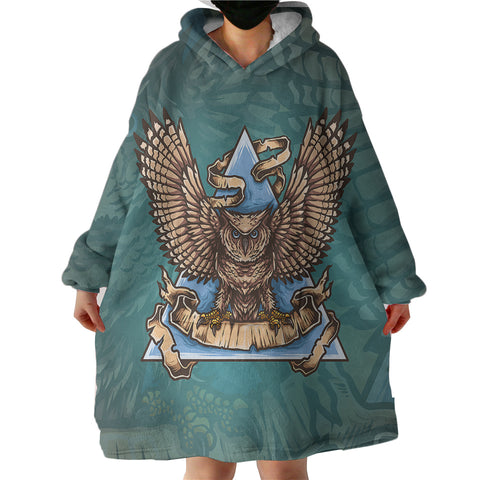 Image of Old School Flying Owl Triangle Green Theme  SWLF5173 Hoodie Wearable Blanket