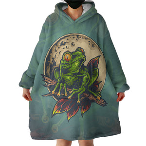 Old School Color Frog Moon Night SWLF5176 Hoodie Wearable Blanket