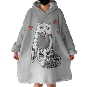 Love Old Cat Grey Theme SWLF5177 Hoodie Wearable Blanket