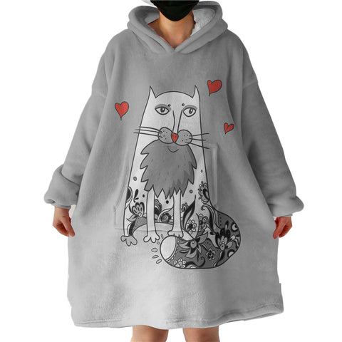 Image of Love Old Cat Grey Theme SWLF5177 Hoodie Wearable Blanket