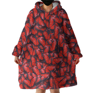 Multi Red Butterflies SWLF5179 Hoodie Wearable Blanket