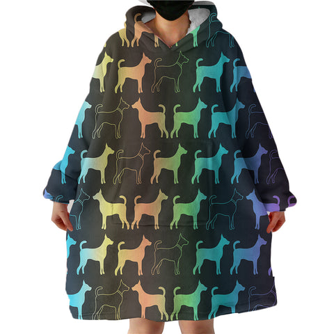 Image of Gradent Monogram Dog Shape SWLF5182 Hoodie Wearable Blanket