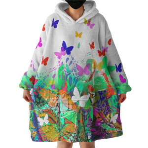 Colorful Butterflies SWLF5183 Hoodie Wearable Blanket