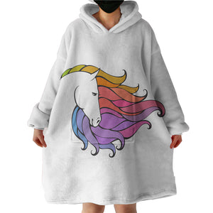 Colorful Unicorn Hair White Theme SWLF5184 Hoodie Wearable Blanket