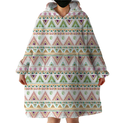 Image of Shade of Pink & Green Aztec SWLF5189 Hoodie Wearable Blanket