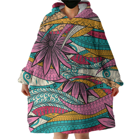 Image of Colorful Mandala Palm Leaves SWLF5190 Hoodie Wearable Blanket