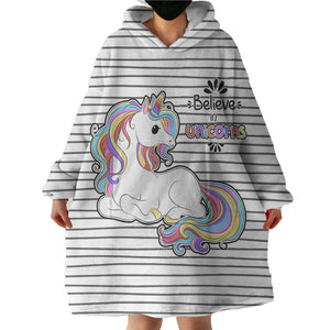 Cute Colorful Unicorn Stripes SWLF5199 Hoodie Wearable Blanket