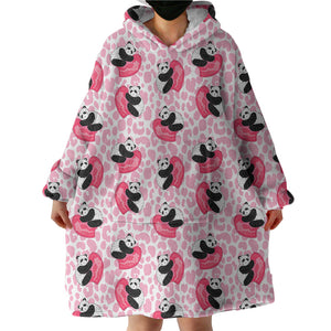 Multi Love Panda Pink Theme SWLF5204 Hoodie Wearable Blanket