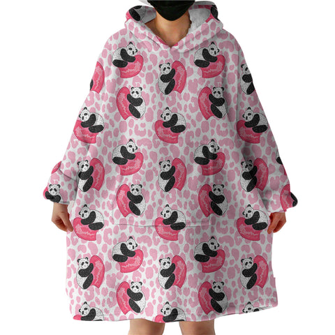 Image of Multi Love Panda Pink Theme SWLF5204 Hoodie Wearable Blanket