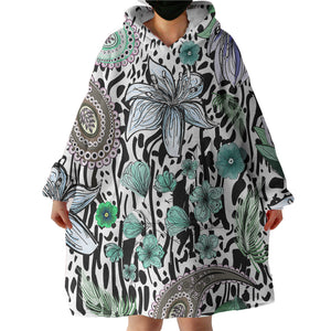 Floral Leopard Pattern Bandana Art SWLF5205 Hoodie Wearable Blanket