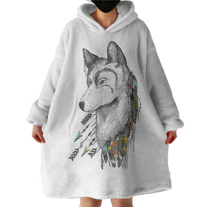 Dreamcatcher Wolf White Theme  SWLF5240 Hoodie Wearable Blanket