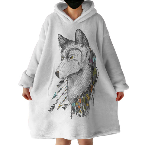 Image of Dreamcatcher Wolf White Theme  SWLF5240 Hoodie Wearable Blanket