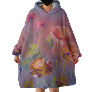 Watercolor Flowers Peach Pink Theme SWLF5241 Hoodie Wearable Blanket