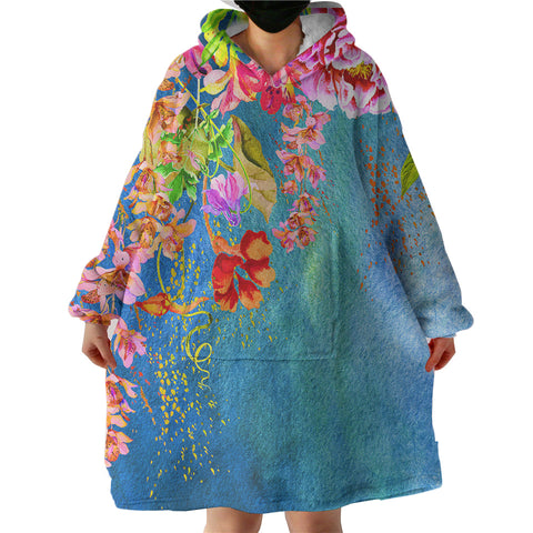 Image of Colorful Watercolor Flower Garden SWLF5242 Hoodie Wearable Blanket