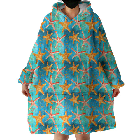 Image of Multi Watercolor Starfish  SWLF5243 Hoodie Wearable Blanket