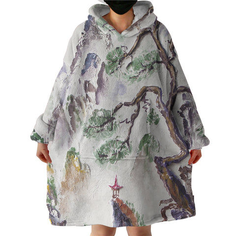 Image of Watercolor Japan Landscape Art SWLF5244 Hoodie Wearable Blanket