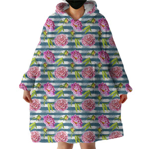 Flower Stripe Bluetint Theme SWLF5245 Hoodie Wearable Blanket