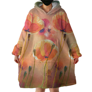 Watercolor Orange Flowers SWLF5249 Hoodie Wearable Blanket