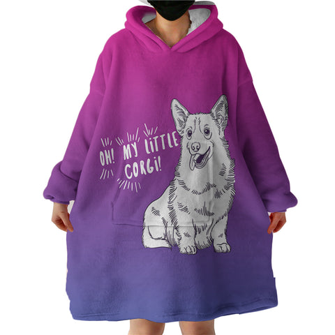 Image of Little Corgi Purple Theme SWLF5251 Hoodie Wearable Blanket