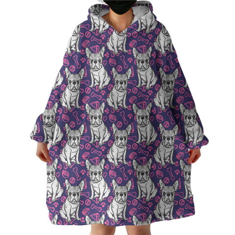 Image of Multi Little Pug Cute Food Sketch Purple Theme SWLF5252 Hoodie Wearable Blanket