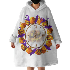 Halloween Pumpskin Clock  SWLF5256 Hoodie Wearable Blanket