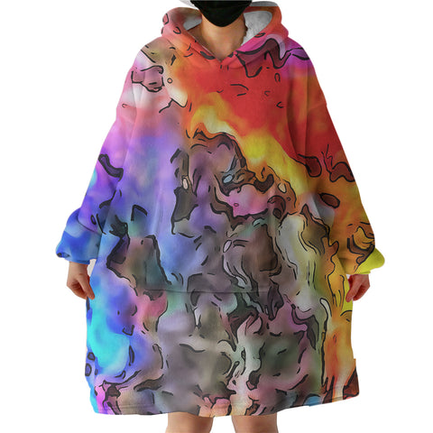 Image of Colorful Waves Watercolor  SWLF5259 Hoodie Wearable Blanket