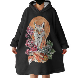 Watercolor Floral Fox Illustration SWLF5266 Hoodie Wearable Blanket