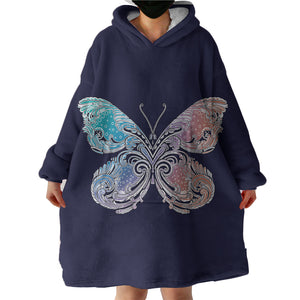2-Tone Gradient Blue Red Butterfly Navy Theme SWLF5329 Hoodie Wearable Blanket