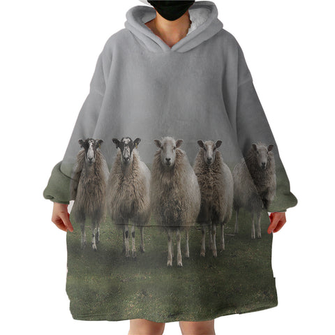 Image of Five Standing Sheeps Dark Theme SWLF5332 Hoodie Wearable Blanket