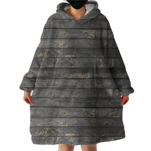 Dark Grey Desstressed Wood Pattern  SWLF5339 Hoodie Wearable Blanket