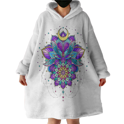 Image of Half Moon Purple Mandala Illustration  SWLF5340 Hoodie Wearable Blanket