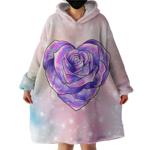 Purple Heart Rose Pastel Theme SWLF5347 Hoodie Wearable Blanket