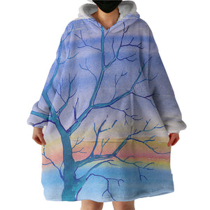 Watercolor Big Tree & Rainbow Blue Theme SWLF5351 Hoodie Wearable Blanket