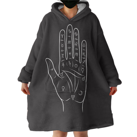 Image of Zodiac Sign On Hand Black Theme SWLF5357 Hoodie Wearable Blanket