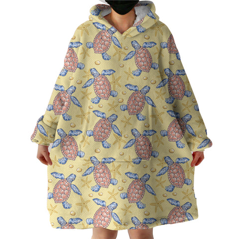 Image of Multi Ocean Turtles Yellow Theme  SWLF5449 Hoodie Wearable Blanket