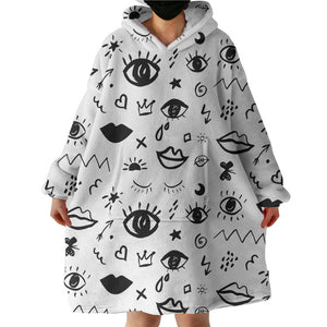 B&W Mini Gothic Sketch SWLF5456 Hoodie Wearable Blanket