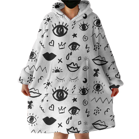 Image of B&W Mini Gothic Sketch SWLF5456 Hoodie Wearable Blanket